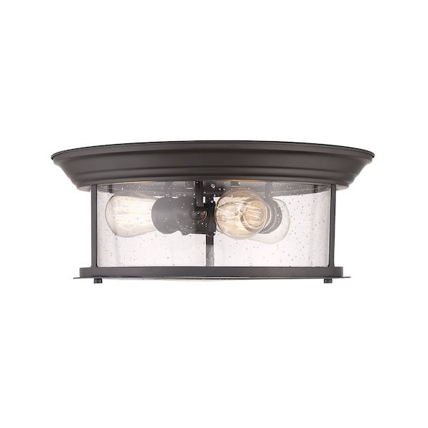 Sonna 3 Light Flush Mount, Bronze And Clear Seedy